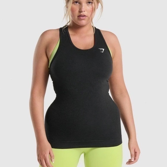 NWT GYMSHARK VITAL SEAMLESS 2.0 VEST IN BLACK MARL - Picture 1 of 6